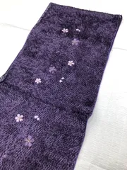 振袖用モール帯揚げ 桜刺繍入り 紫色