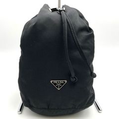 美品 PRADA プラダ ポーチ 巾着 小物入れ トライアングルロゴ ブラック