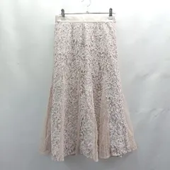 ◇ Θ Apuweiser riche レース 花柄 ドット柄 膝下丈 フレアー スカート サイズ1 ピンク系 レディース E  【1503060046883】