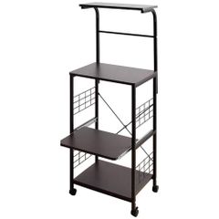 特価 ブラウン 組立品 ストッパー付きキャスター スライド棚 コンパクト 幅50×奥行43×高さ130cm RGK-49BN レンジラック 幅50 レンジ台 アイリスプラザ