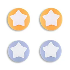 Starバージョン、ライトバイオレット＆イエロー eXtremeRate PlayVital可愛いスイッチサムグリップキャップ、Switchに対応用＆Switch Liteに対応用ジョイスティックキャップ、Joy-Conコントローラー用のシリコンアナログカバー