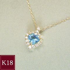 ネックレス 18金 ハートシェイプカット ブルートパーズ 天然 ダイヤモンド K18 k18 品番ma-0460 2営業日前後の発送予定
