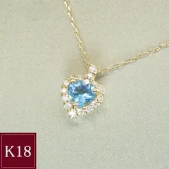 ネックレス 18金 ハートシェイプカット ブルートパーズ 天然 ダイヤモンド K18 k18 品番ma-0460 2営業日前後の発送予定