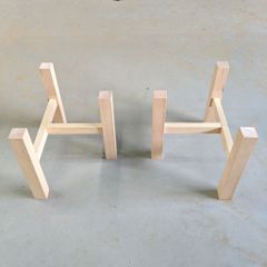 アウトレット 木製テーブル脚 一枚板用脚 無塗装 長さ約31cm 横幅約45cm 高さ約35cm 脚の太さ約4.7cm角 AS01