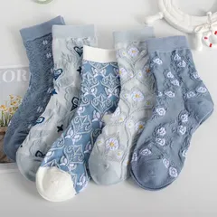 花柄　レディース　靴下　クルーソックス　5足セット