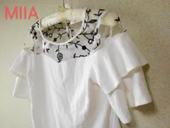 783x MIIA(ミーア) 古着 半袖ブラウス 花柄刺繡 レース フリル袖