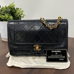 [希少人気]シャネル マトラッセ ダイアナ ヴィンテージチェーンショルダー ショルダーバッグ 斜め掛け ブラック シングル CHANEL