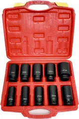 elfoLiz 六角 インパクトソケット ディープソケット ハブロックナット 差込角 19mm (3/4インチ) 【10本セット】 収納ケース付き 工具 自動車整備 [グレー]のサムネイル