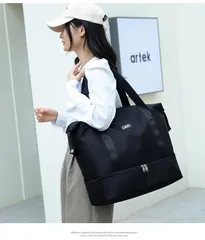 割引クーポン【新品】トートバッグ ジム トラベル 旅行 出張 ゴルフ＜ブラック＞ボストン シューズ収納 防水ポケット 乾湿分離 大容量 35L 丈夫 撥水 オックスフォード生地 マザーズバッグ フィットネス レディース パソコン キャリーケース 合宿 黒