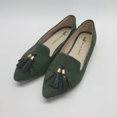 ◇ Oriental Traffic ポインテッドトゥ フリンジ チャーム フラット シューズ パンプス 23.5ｃｍ グリーン レディース E  【1303020012343】