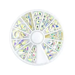 AB色 【CRSHIP】ネイルストーンクリスタル AB色 12種セット オーロラクリスタル ケース入 楕円 大粒 ジェルネイル ネイルパーツ ビジュー ガラス製 ハンドメイド 装飾用品 レジン封入 (AB色)