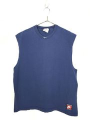 古着 90s USA製 NIKE ワンポイント ノースリーブ Ｔシャツ 紺 L 