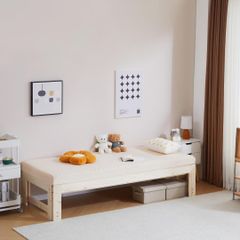 【幅140cm】ソファベッド ディベッド 木製 伸長式ベッド ダブル D 2way 無塗装 天然無垢材 天然木 パイン材 フレームのみ すのこ 幅79～140cm×長さ195cm シングル セミシングル セミダブル SS~D