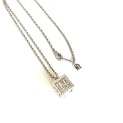 ニナリッチ　ネックレス  ロングネックレス　キューブ大　ラインストーン　シルバーカラー　訳あり