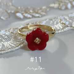 colorful flower ring #11 レッド