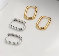 スクエアフープ　ピアス　ゴールド　シルバー　サージカルステンレス