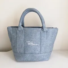 トートバッグ　 Ron Herman ロンハーマン　メンズ トートバッグ ロゴ刺繍 プチプラ 高見え おしゃれ お出かけ キャンバス　ブルー　 麻タイプ