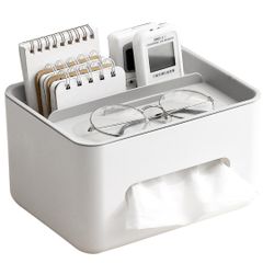 【迅速発送】Charmoon ティッシュケース 小物入れ スマホ リモコン ラック 北欧 シンプル おしゃれ 卓上 収納 (グレー/ホワイト)