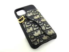 ChristianDior ディオール サドル トロッター レザー×キャンバス iPhone11 Pro対応 アイフォンケース スマホケース ネイビー系 AP9510のサムネイル