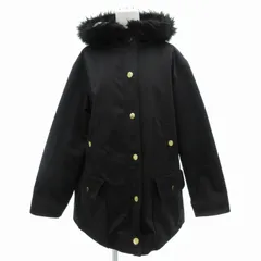 ケイトスペード KATE SPADE ニューヨーク NEW YORK モッズコート ミドル ファーフーディー ジップアップ 裏ボア 中綿 4 M 黒 ブラック /GV ■ECのサムネイル