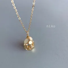 ◆ 191 テクスチャー ドロップ ネックレス 50cm K16GP マット ゴールド アクセサリー ◆　再販 定番 人気 大人 上品 きれいめ シンプル 大ぶり