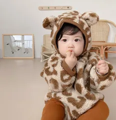 ヒョウ柄ロンパース帽子セット　輸入子供服　韓国