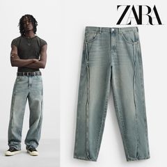 〇タグ付き新品 ZARA ヴィンテージ加工バギーフィットジーンズ EU42〇