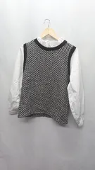 ◇ ⊇ kutir クティール 総柄ベスト 長袖 ニット ベスト コンビ シャツ ブラウス サイズF ブラック系 レディース E  【1410100050871】