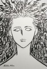 Akihiko Mihara, Salon d'Automne selected artist, drawing [beauty] female portrait, figure drawing, line drawing, art, small piece, painting, fine art, interior, original artwork, miscellaneous goods, contemporary art, pencil drawing, brush pen art, portrait of a beautiful woman, interior coordination