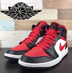 箱有 NIKE AIR JORDAN 1 MID ナイキ エア ジョーダン 1 ミッド ホワイト レッド ブラック 25cm U10914 554724-079