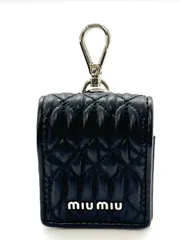【新品同様】miu miu AirPods ケース クリスタル レザー ネックストラップ ブラック