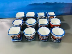 【龍馬】赤絵　陶器　植木鉢　皿付き　十二点セット　盆栽　植物　多肉　庭園　お庭　中国　人気　訳有り