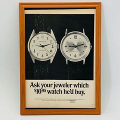 レトロ 広告　ビンテージ　ポスター　　『 ブローバ腕時計BULOVA 』　フレーム付　※貴重な当時物 1960's　オリジナル アメリカ　ヴィンテージ 輸入雑貨　アドバタイジング( AZ1472 )