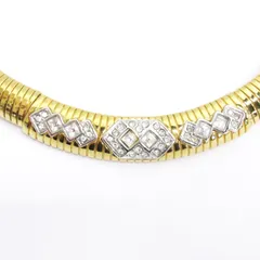 モネ MONET オメガチェーン チョーカー ネックレス ラインストーン ゴールドカラー ■GY99