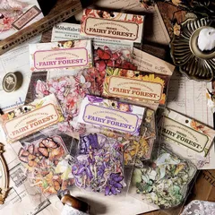 ST640 妖精 フェアリー 小人 蝶 蝶々 バタフライ 花 PET コラージュ素材 シール コラージュシール ステッカー 手帳 デコ 日記 ジャンクジャーナル アンティーク ヴィンテージ レトロ 海外 紙物 紙もの素材