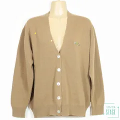 ピンクハウス★カーディガン Vネック 長袖 お花の刺しゅう ラムウール混であたたかい♪ カーキベージュ系 z10222