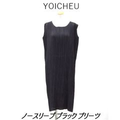 送料無料 アウトレット YOICHEU レディース ワンピース ノースリーブ ブラック プリーツ 夏 #144116 P1057
