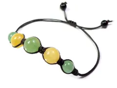 編み込み ブレスレット アラゴナイト アベンチュリン レディース パワーストーン 天然石(ブラック)