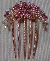 新品未使用☆ピンクゴールド✕クリアレッドカラー☆シャンパンカラー☆目立つオシャレ☆夜会巻き☆かんざしヘアコーム☆