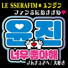 G＊うちわ文字＊ネームボード【ユンジン／ノムチョアへ（大好き）】ルセラフィム ファンミ ハングル 反射シートファンサうちわ文字LE SSERAFIM名前文字