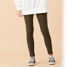 スキニーパンツ レギパン ストレッチ スリム 無地 10分丈 カジュアル レディース カラーデニム おうちコーデ 5929242 ブラウン L