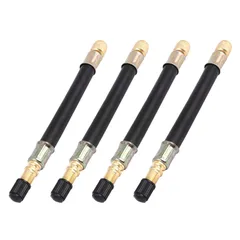 uxcell 空気入れホース エアホース バルブ延長チューブ 140mm タイヤバルブエクステンション フレキシブル 延長タイヤバルブ アダプター トラック バス RV 車用 黒 4個入り