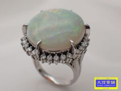 PT900 プラチナ ダイヤ取巻き オパール リング OP14.52ct D0.68ct 10号 17.00g 中古A+ 【送料無料】 C-9428【質屋出品】