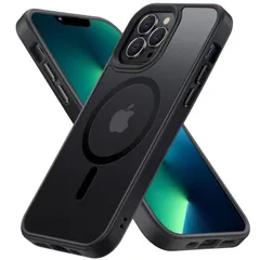 【人気商品】【耐衝撃・MagSafe対応】Eiffebill iPhone 13 Pro Max 用 ケース 半透明 米軍規格 耐衝撃 マグネット搭載 マット感 黄ばみなし ストラップホール付き マグセーフ対応 ワイアレス充電対応 マットブラック