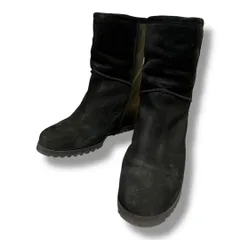 FABIO RUSCONI ファビオルスコーニ インヒールショートブーツ 箱付き スエード×レザー ブーティ ブーツ ウェッジソール ハイヒール イタリア製 レディース サイズ36 ブラック系 秋 久喜倉庫店 K560H