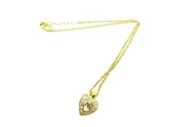 ■美品■ NINA RICCI ニナリッチ ラインストーン ハート ネックレス ペンダント アクセサリー ゴールド系×シルバー系 DF1538