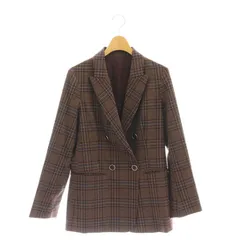 イエナ IENA チェックダブルブレストJK ジャケット ブレザー 38 M 茶 ブラウン マルチカラー /YQ ■OS