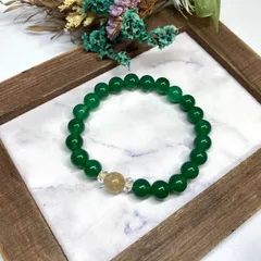 ルチルクォーツ&緑瑪瑙 ブレスレット パワーストーン   / メンズ レディース 男性 女性 金運 仕事運 お守り ▲