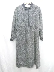 ◇ ⊂ Samansa Mos2 総柄 長袖 ロング丈 ワンピース サイズF ブラック イエロー レディース E  【1411280030448】