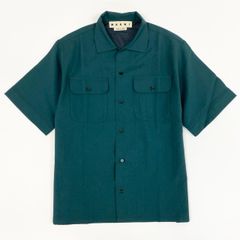 45e9 MARNI マルニ オープンカラーリップストップシャツ 半袖シャツ イタリア製 CUMU0153Q0 46 グリーン